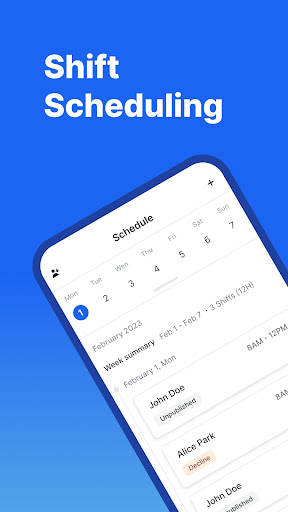 Android application Employee Timesheets Scheduling screenshort