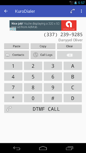 KuroDialer Screen 2