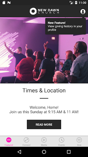 Android application New Dawn Church screenshort