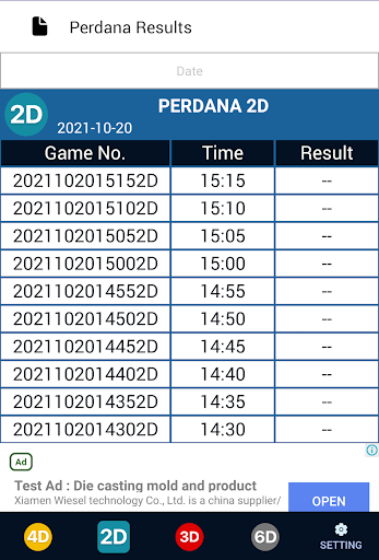 Perdana 4d result