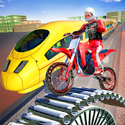 Tricky Bike Stunt vs Train Racing Game