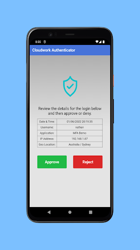 Android application CloudworkID Authenticator screenshort