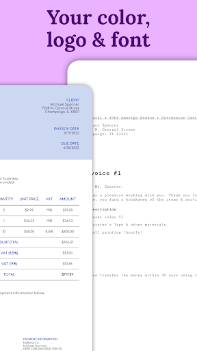 Screenshot of SubTotal - Invoice Maker