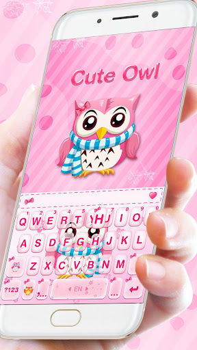 Pink Cute Owl Keyboard Theme Screen 3