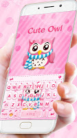 screenshot of Pink Cute Owl Keyboard Theme