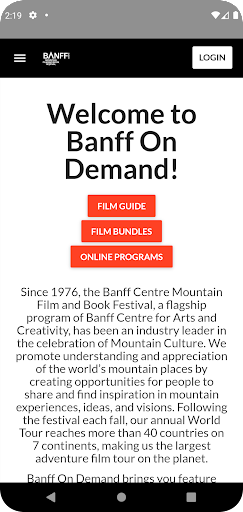 Android application Banff Mountain Festival screenshort