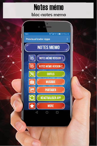 Android application notes mémo, bloc notes screenshort