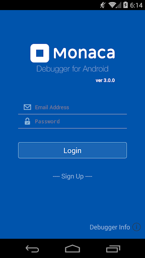 Android application Monaca Debugger screenshort