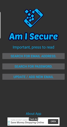 Android application Am I Secure - Data Breach Scan screenshort