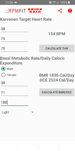 Android application RPMFIT QuickCalc screenshort