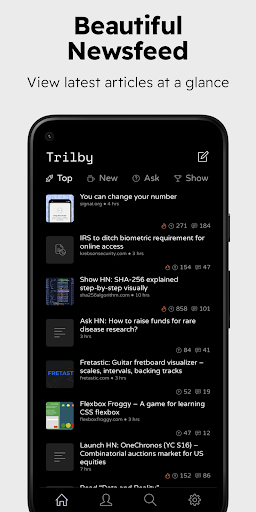 Android application Trilby for Hacker News screenshort