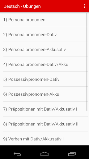 Android application Learn German Dative Accusative screenshort