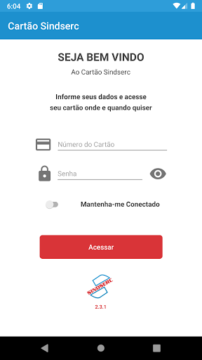 Android application Cartão Sindserc screenshort