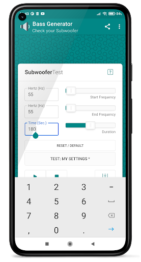 Bass Generator. Subwoofer Test Screen 3