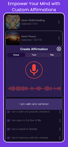 Screenshot of ReliefMix Affirmations & Sound