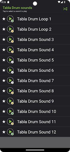 Tabla Drum sounds Screen 2