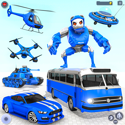 Panda Robot Car War: Bus Game
