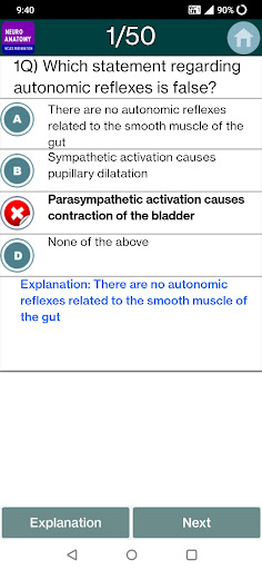 Neuroanatomy Quiz Screen 3