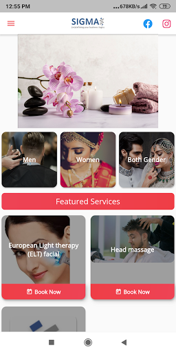 Android application Sigma Spa & Salon screenshort