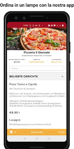 Android application Pizzeria Il Giornale screenshort