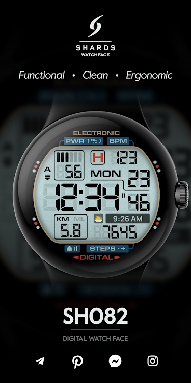 SH082 Watch Face, WearOS watch - New - (Android)