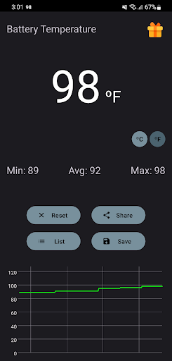Screenshot of Battery Health Temperature