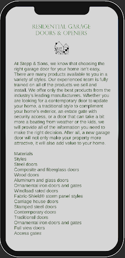 Stepp & Sons Garage Doors Screen 2