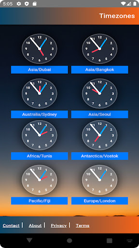 Timezones Screen 2
