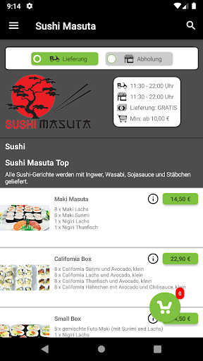 Android application Sushi Masuta Itzehoe screenshort