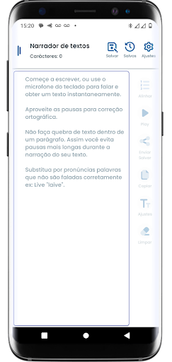 Android application Narrador - Texto para Áudio screenshort