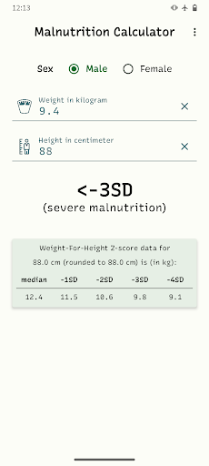 Malnutrition Grade Calculator Screen 3