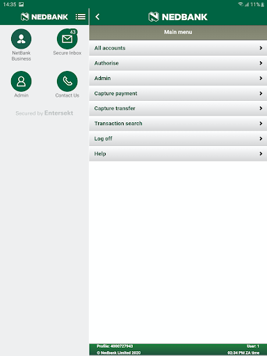 Screenshot of Nedbank AppSuite