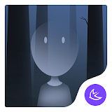 lonely boy in forest theme icon