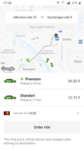 Android application A2B Taxi screenshort