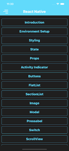 Android application Learn React Native screenshort