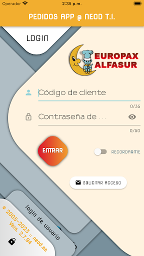 Android application Europax Alfasur APP screenshort