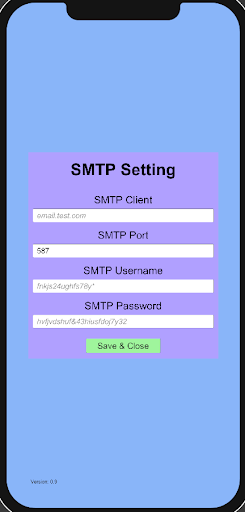 Android application SMTP Sender Pro screenshort