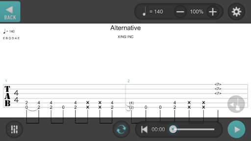 Android application ギター定番フレーズ screenshort