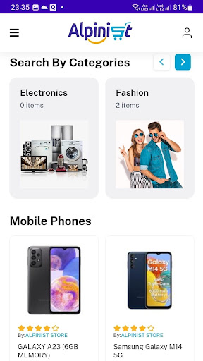 Alpinist Online Shopping App Screen 2