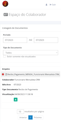 Intsys CRM - Colaborador Screen 2