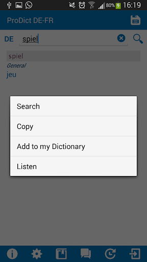 German - French dictionary Screen 3