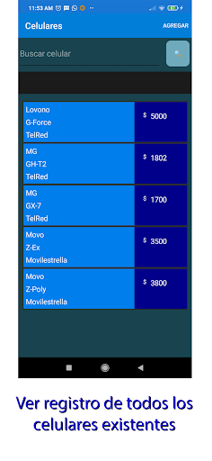 Android application Celular CRUD screenshort