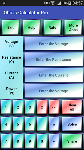 Android application Ohm's Calculator Pro screenshort