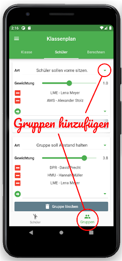 Klassenplan Screen 3