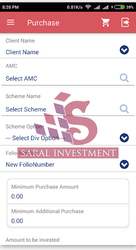Android application saral investment screenshort