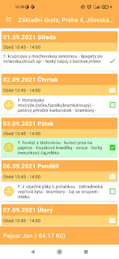 Android application Jídelna.cz pro MŠ, ZŠ, SŠ... screenshort