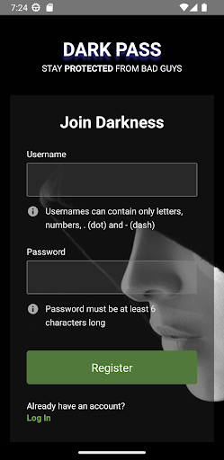 Android application Dark Pass screenshort