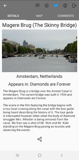 Android application James Bond Locations screenshort