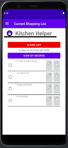 Kitchen Helper Screen 2