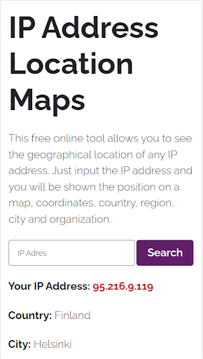 Android application IP Address Location with Map screenshort